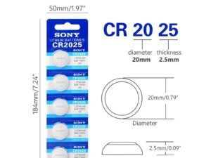 Pila de litio Sony original, Tipo botón, 3V, cr2025